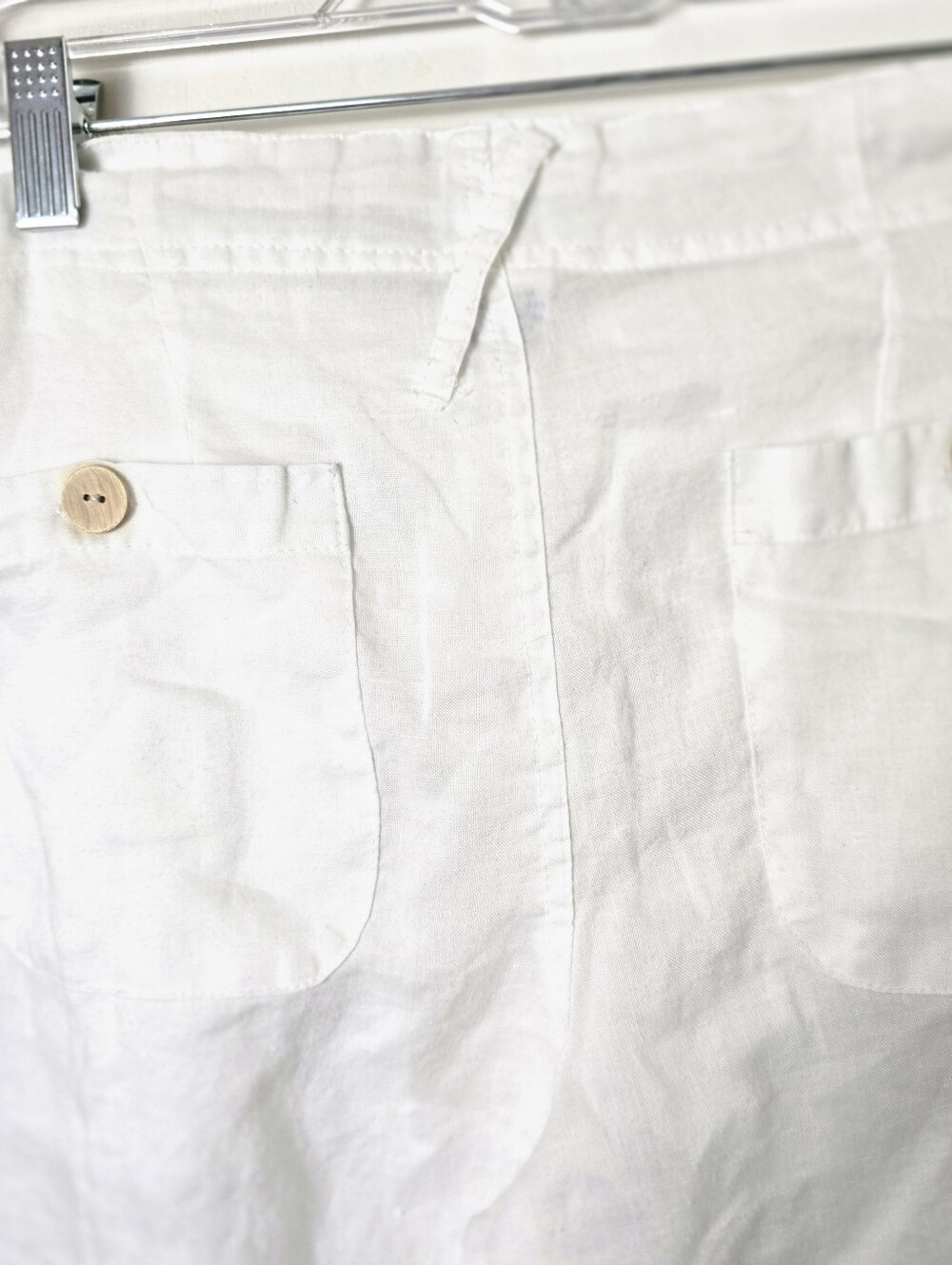 Derek Heart White Linen Blend Wide Leg Pants Relaxed Beach Drawstring Button 8 - Picture 7 of 16